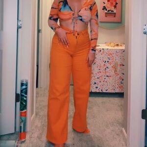 H&M Orange Wide Leg Pants